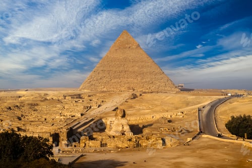 Preview: Sunset view of Pyramid complex of Giza, in Cairo, Egypt