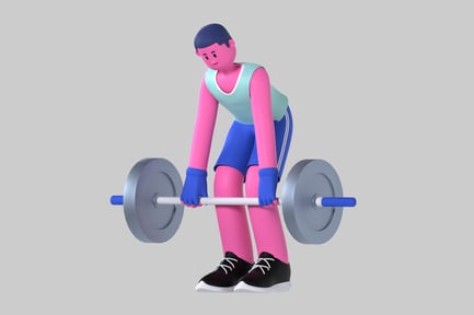 Preview: Cartoon lifter with barbell character