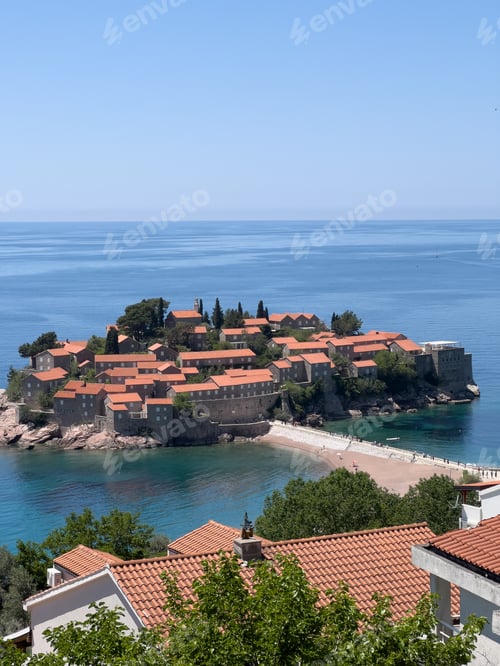 Preview: Ancient mansions on the island of Sveti Stefan. Montenegro