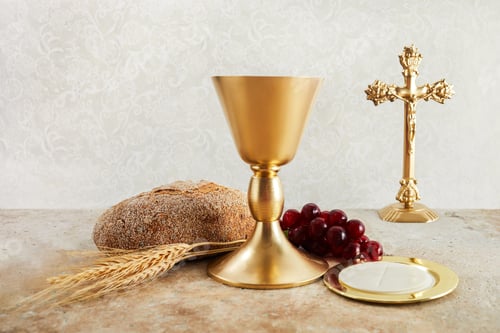 Preview: Easter Communion Still life with chalice of wine and bread