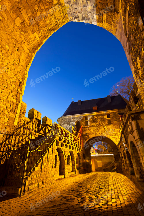 Preview: Aachen Ponttor At Night, Germany