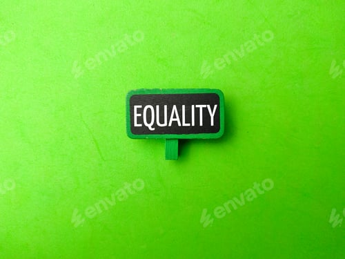 Preview: Green wooden board with the word EQUALITY