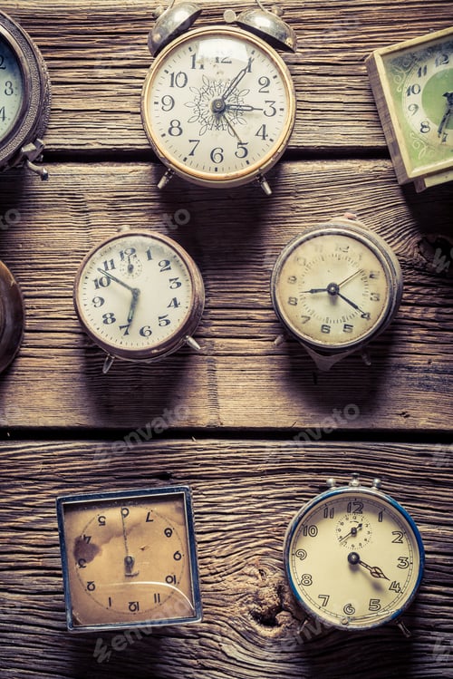 Preview: Aged wall with clocks