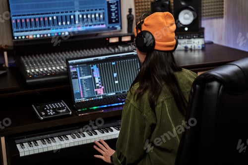 Preview: Woman Composing Music with a Digital Piano