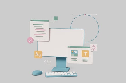 Computer workstation with monitor, keyboard and mouse