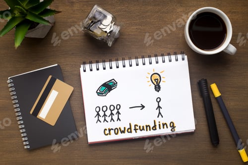 Preview: Drawing with crowdfunding concept in the notepad