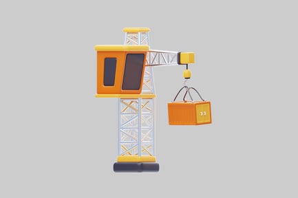 Preview: Cartoon orange crane with container