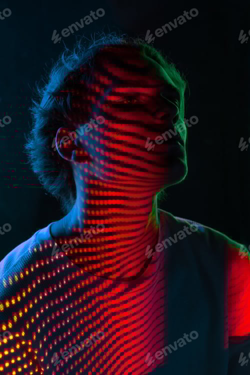 Preview: Anonymous man under bright illumination