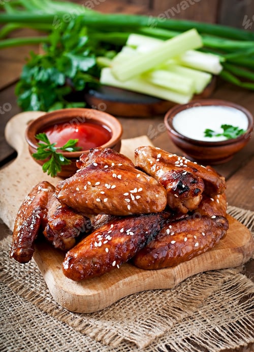 Preview: Baked chicken wings with teriyaki sauce