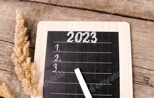 Preview: Template with copy space for inscription goals, plan, list for 2023.