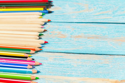 Preview: Colored pencils on a wooden board