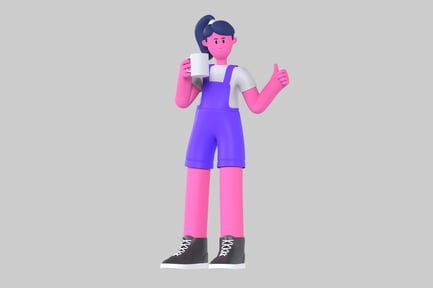 Preview: Cartoon woman with coffee cup