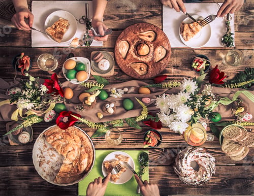 Preview: Apartment-feast of friends or family at the festive table.