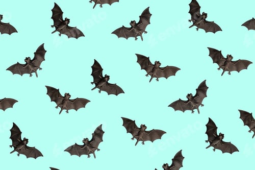 Preview: Little toys bats on blue background for Halloween