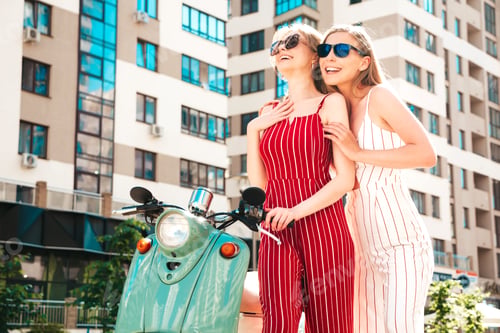 Preview: Two young beautiful woman posing outdoors