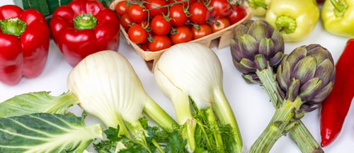 Preview: Fresh organic vegetables on the white table closeup photo