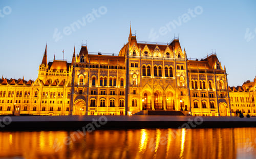 Preview: Illuminated Hungarian Parliament Building, Budapest Hungary.