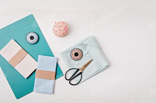 Preview: Sewing supplies and accessories for needlework. Craft hobby background