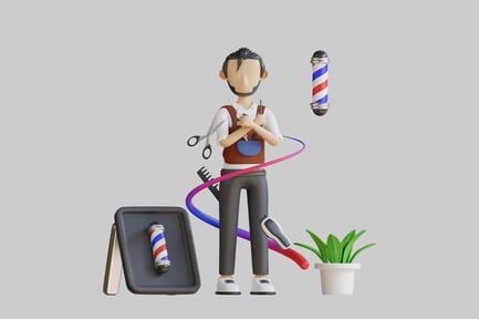 Preview: Cartoon barber with styling tools