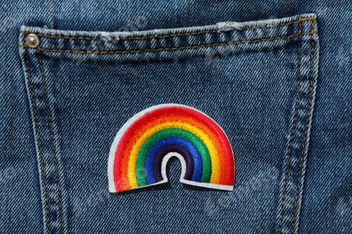 Preview: LGBT parade concept, head symbol on jeans pocket.