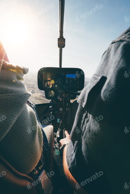 Preview: Inside view of a helicopter in flight