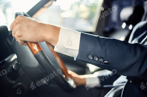 Preview: businessmen official passenger driver road communication by phone