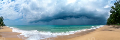 Preview: sea sand beach before raining strom. Landscape of paradise tropical island beach
