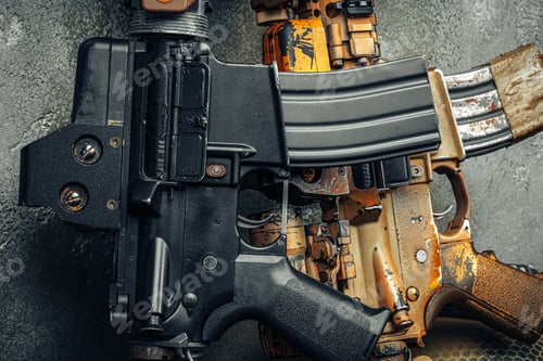 Preview: Modern weapon series. US Army assault rifle, close up