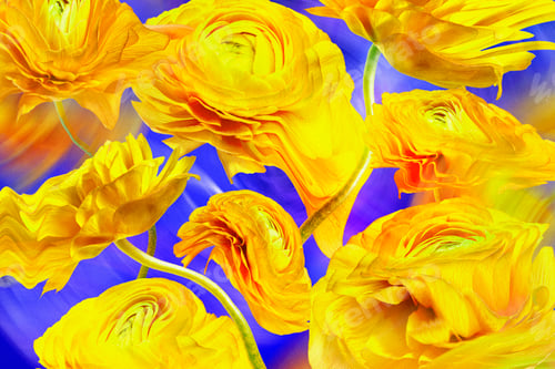 Preview: Aesthetic background wallpaper, yellow flower trippy abstract design