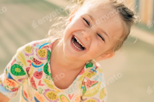 Preview: sunny summer day excited happy smiling face portrait toddler