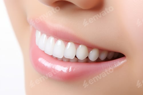 Preview: Exuding Radiance: Captivating Close-up of a Woman's Perfectly White Teeth and Joyful Smile