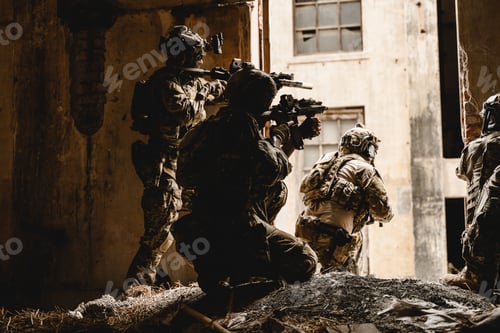 Preview: Expert team of soldiers attacking enemy during military operation
