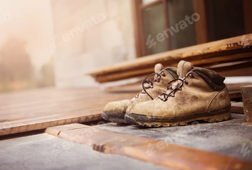 Preview: Worker boots on unfinished flooring