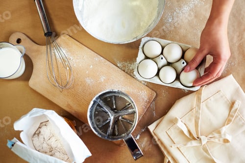 Preview: Baking Ingredients Ready for Cooking At Home