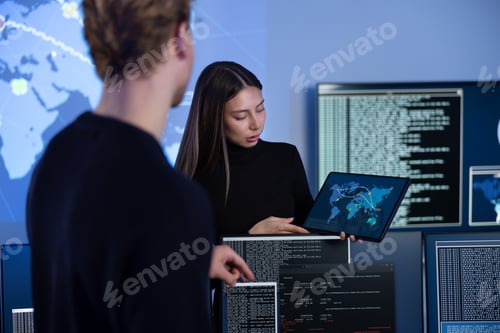 Preview: Cyber security team working in a Cyber Security Operations Center SOC to protect systems and