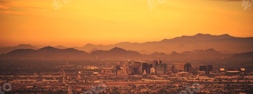 Preview: Panoramic shot of the Phoenix Arizona During the Sunset