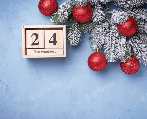 Preview: 24 December on wooden calendar