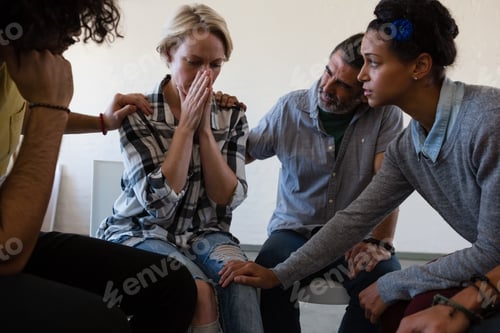 Preview: Friends consoling worried female