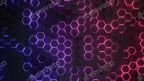 Preview: Colored Glowing Hexagon Background