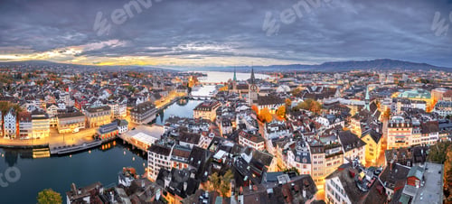 Preview: Zurich, Switzerland old town skyline over the Limmat River