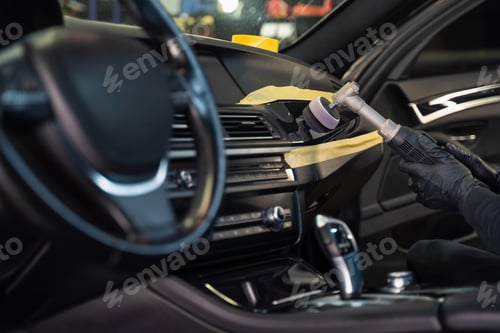 Preview: Professional polishing car interior trim. Auto detailing concept