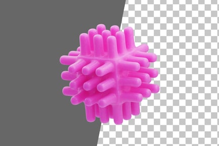 Aperçu: Icône 3D abstraite rose arrondie en résine plastique