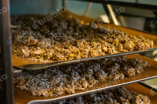 Preview: Closeup shot of baked cereal made in Norway