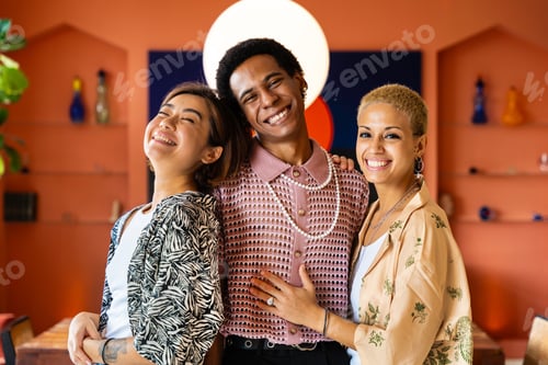 Preview: Group of friends bonding at home, LGBTQ and diversity concepts