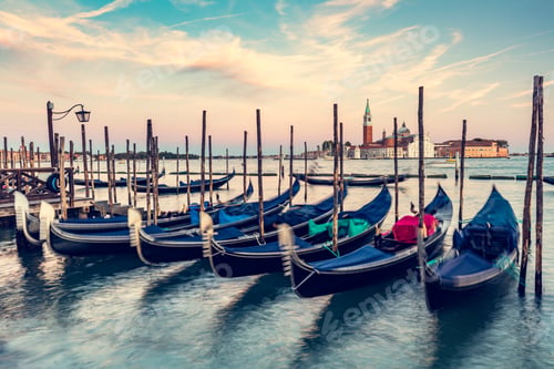Preview: Gondola jetty in Venice, Italy at sunset.