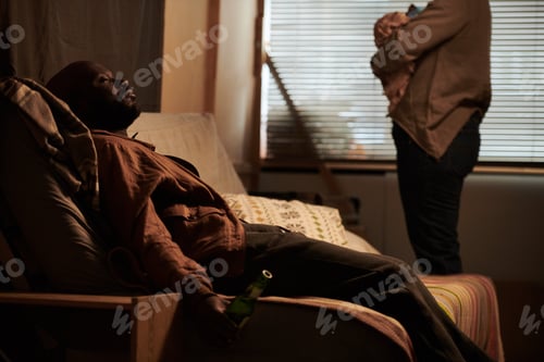 Preview: Tired drunk man napping on couch