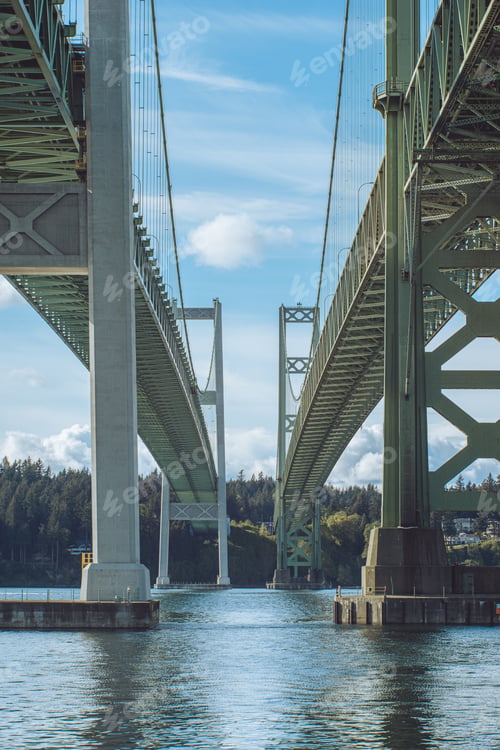 Preview: Vertical shot of Oakland Bay Bridge in Embarcadero, USA