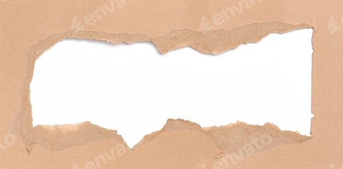 Preview: Torn edges of brown paper on a white background, space for writing