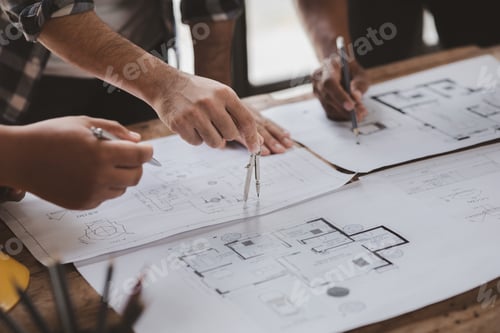 Preview: Architects and engineers are working together to edit the draft house plan that was designed after i