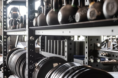 Preview: Gym Shelf with Strength Training Equipment